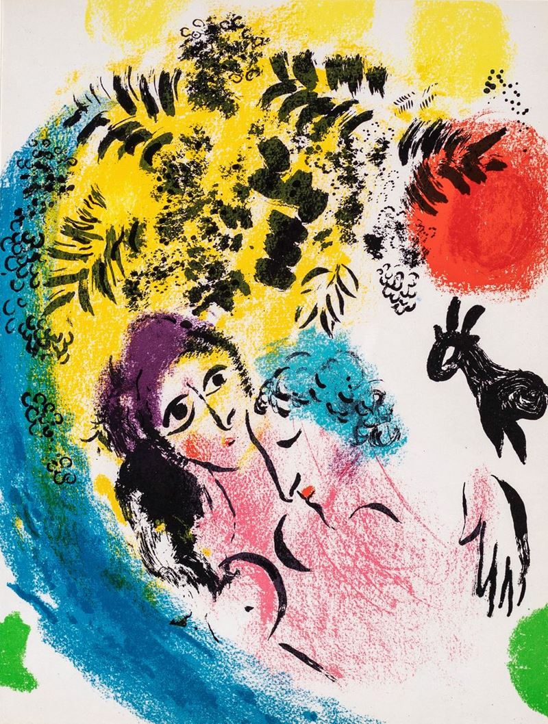 Marc Chagall - Les Amoreux Au Soleil Rouge