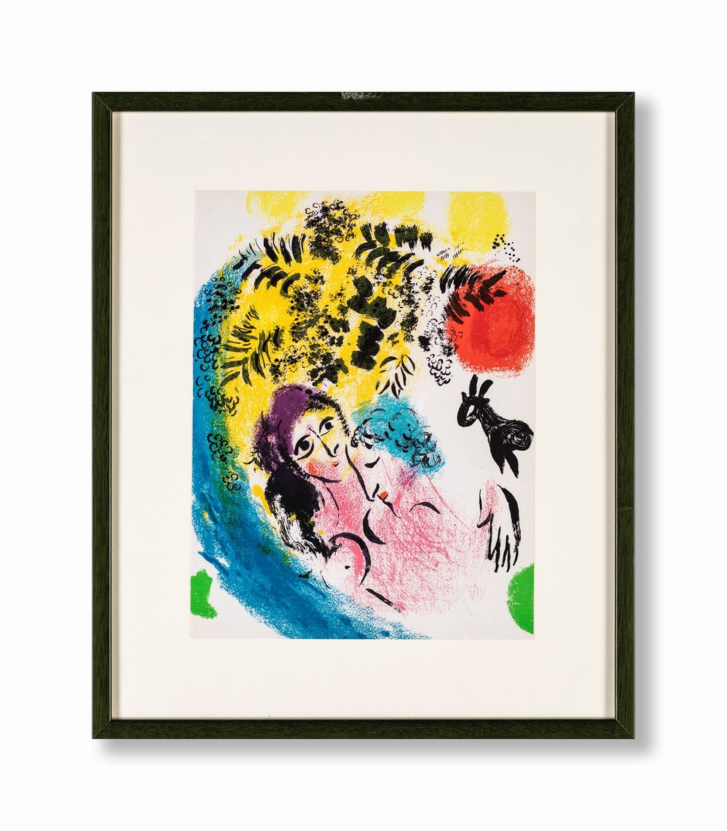 Marc Chagall - Les Amoreux Au Soleil Rouge