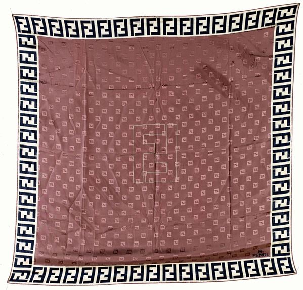 Fendi - foulard 100% seta marrone