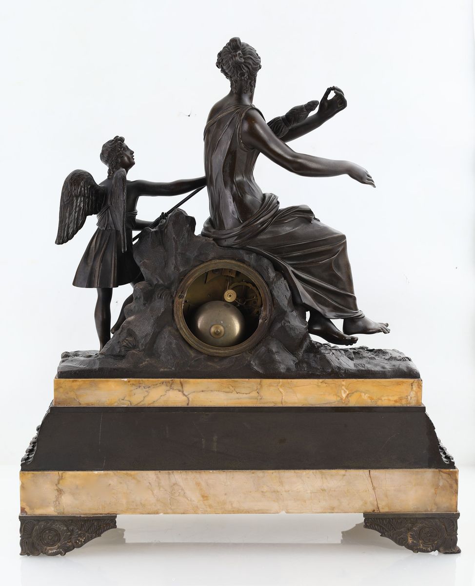 Grande Orologio da Camino in Bronzo Brunito, XIX Secolo