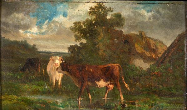 Pittore del XIX secolo - Mucche al pascolo