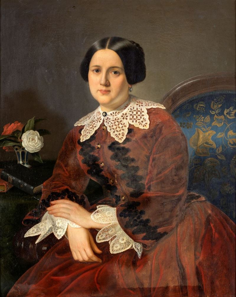 Pittore Napoletano del XIX Secolo - Ritratto di Gentildonna