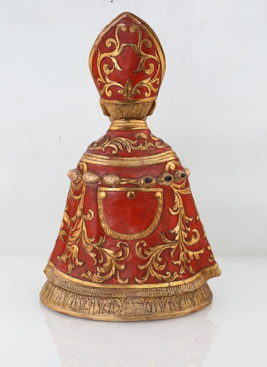 Busto in Legno Dipinto e Dorato, XIX Secolo
