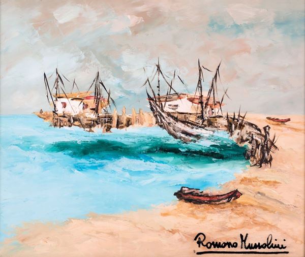 Romano Mussolini - Marina con barche