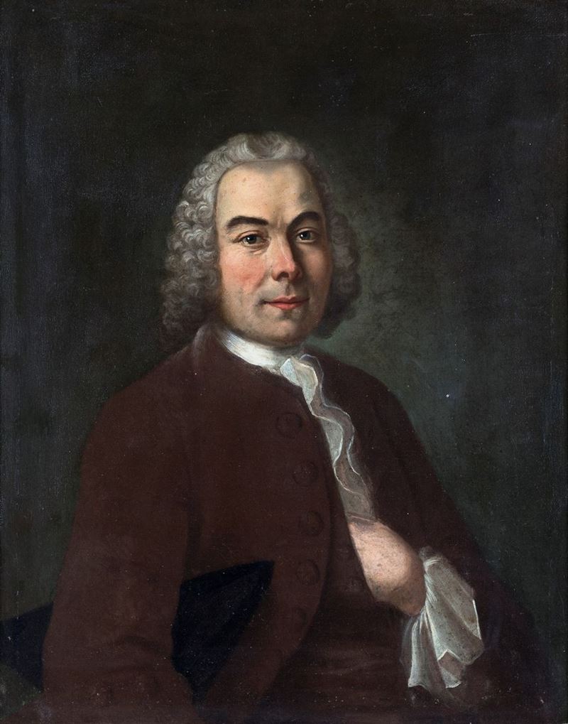 Pittore del XVIII Secolo - Ritratto di Gentiluomo con Jabot