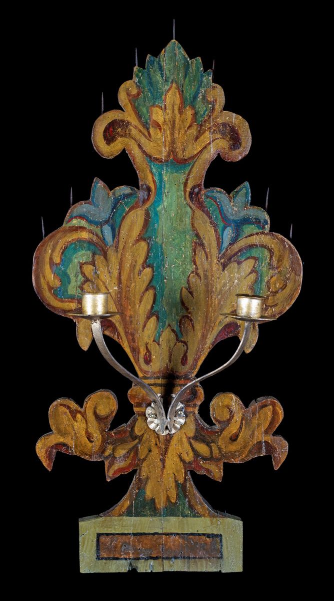 Coppia di Porta Palme in Legno Dipinto, XVIII Secolo