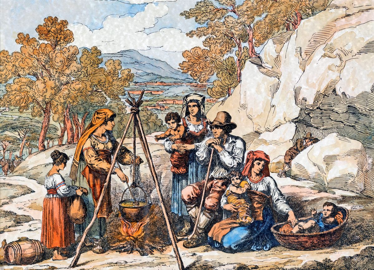 Scene di Genere con Figure in Abiti Popolari