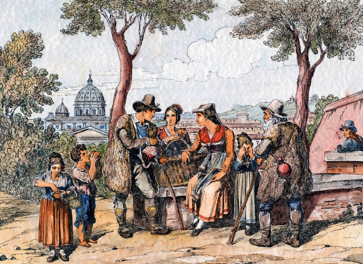 Scene di Genere con Figure in Abiti Popolari