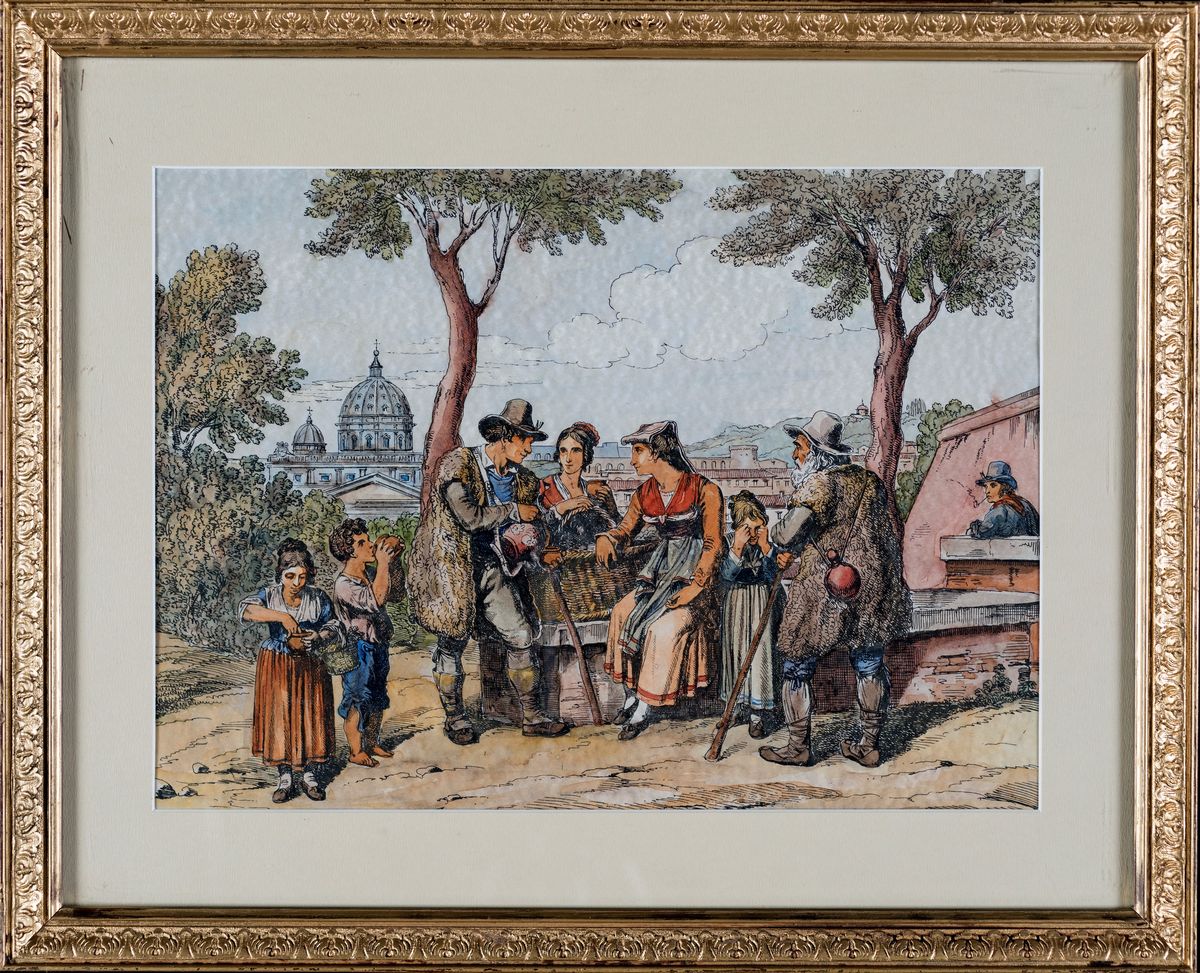 Scene di Genere con Figure in Abiti Popolari