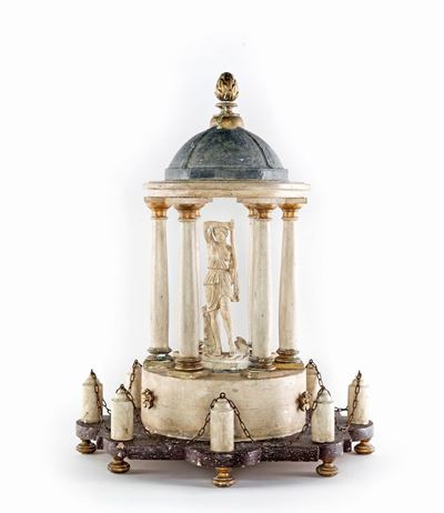 Modello di Tempio Circolare in Legno Laccato Bianco, Inizio XIX Secolo