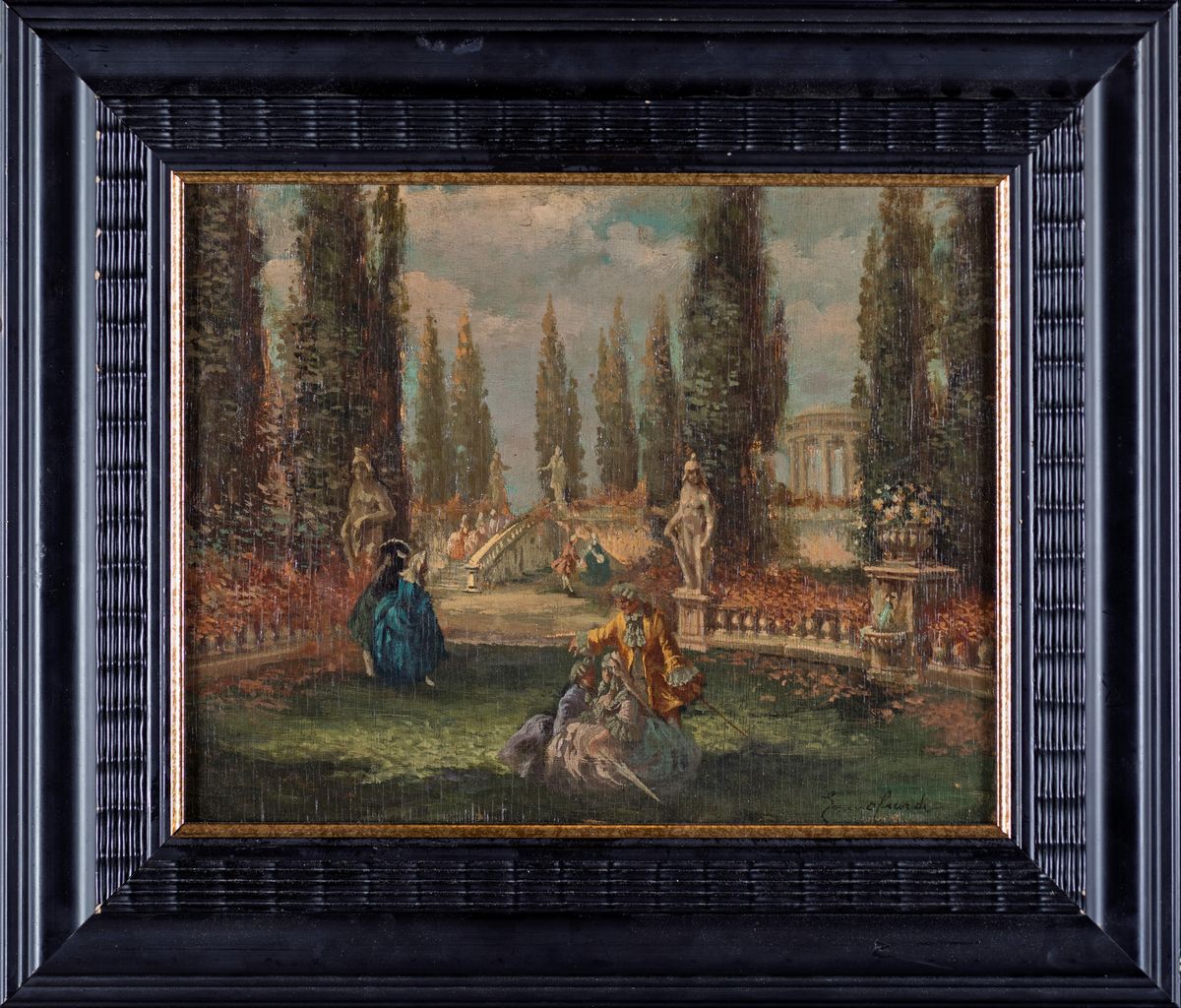 Emma Ciardi - Giardino con Figure in Abiti Settecenteschi