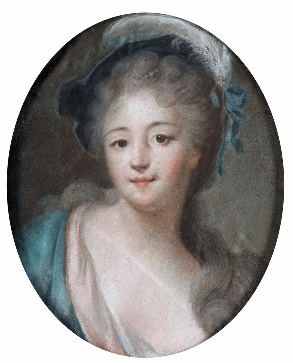 Pittore Francese, Fine XVIII/inizio XIX Secolo - A) Gentildonna con Cappello B) Gentildonna con A...