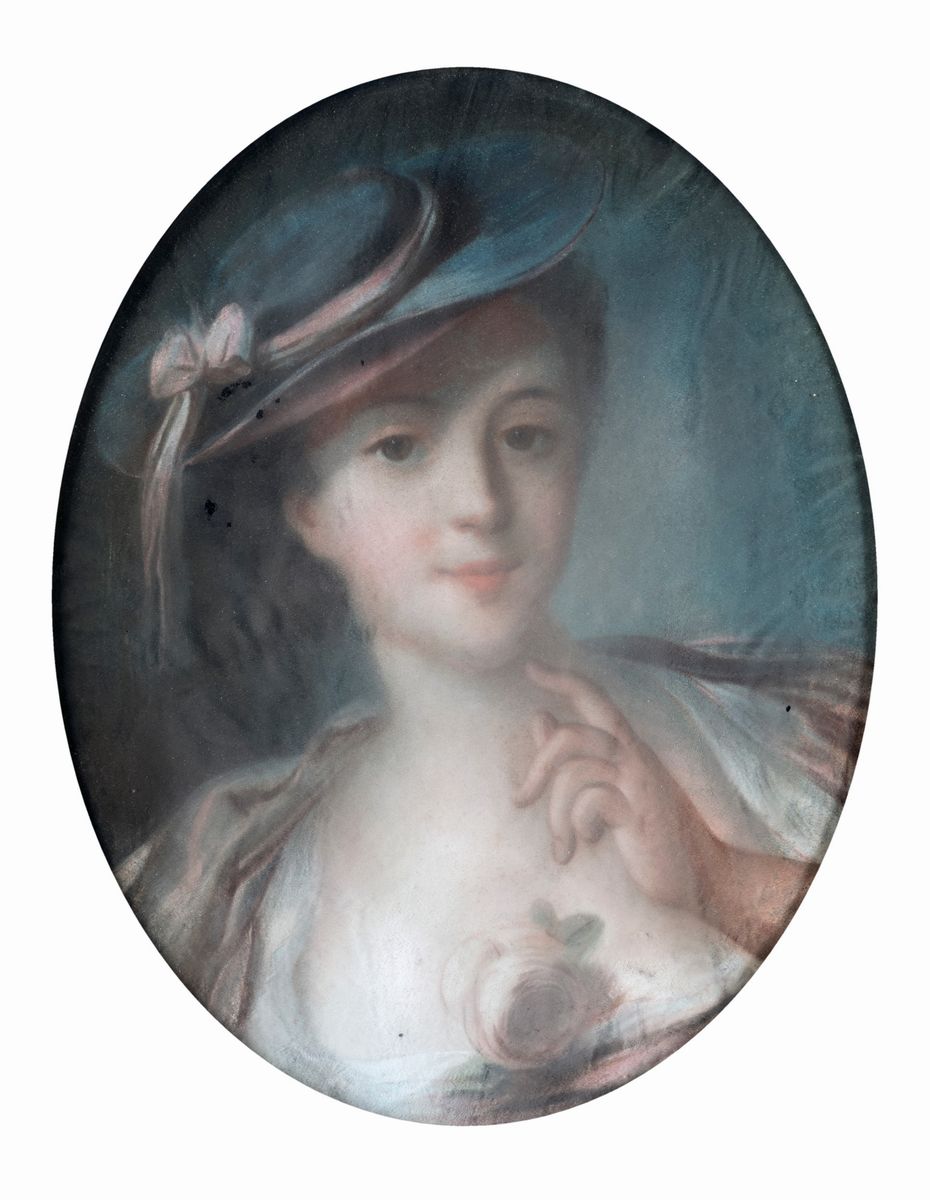 Pittore Francese, Fine XVIII/inizio XIX Secolo - A) Gentildonna con Cappello B) Gentildonna con A...
