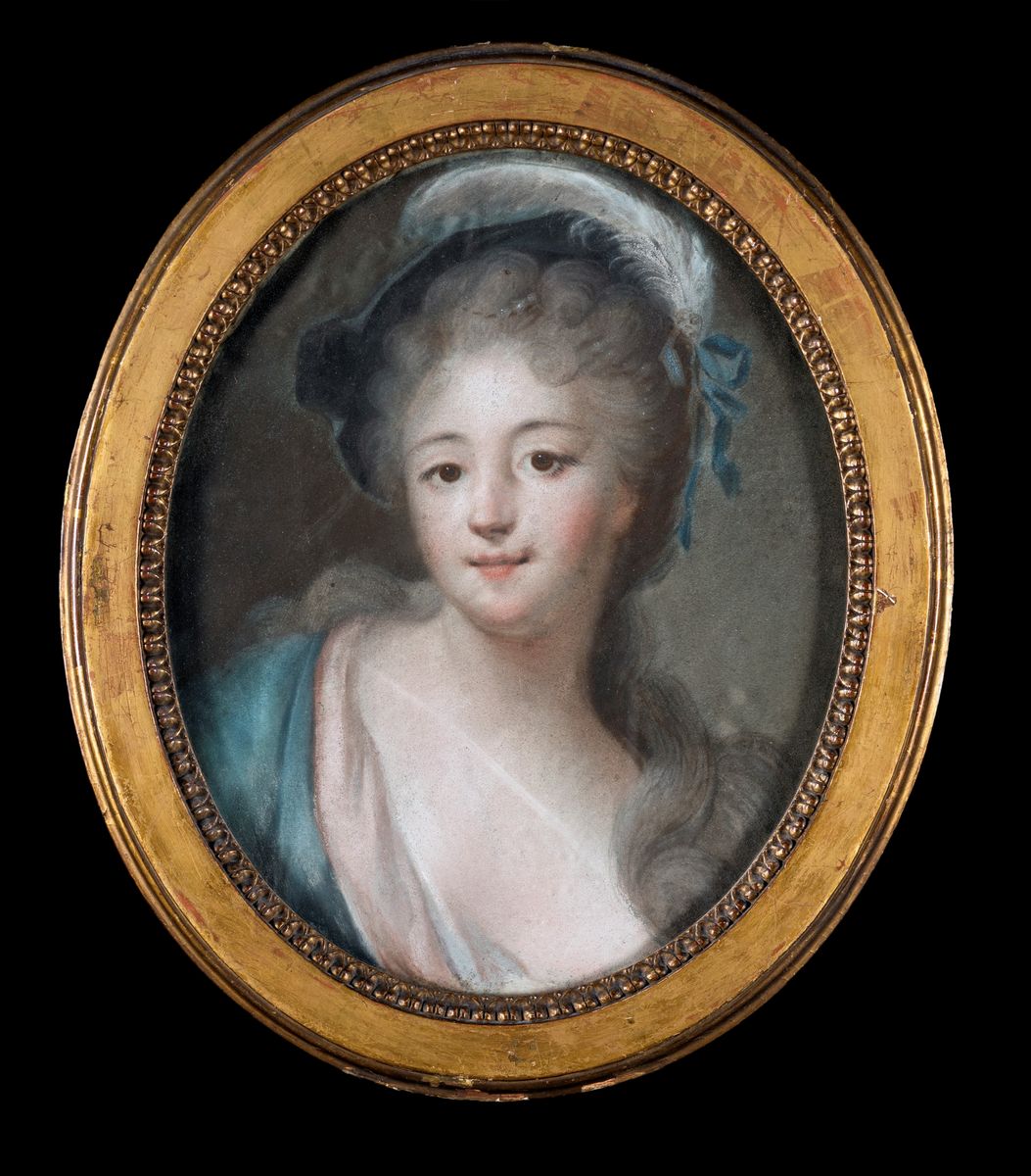 Pittore Francese, Fine XVIII/inizio XIX Secolo - A) Gentildonna con Cappello B) Gentildonna con A...