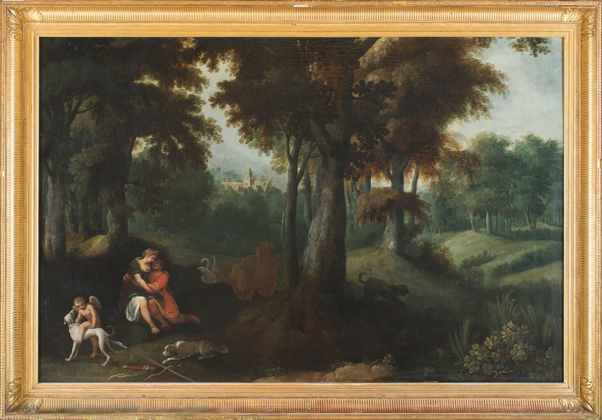 Lucas Van Uden - Venere e Adone nel Paesaggio con Figura di Cupido e Animali