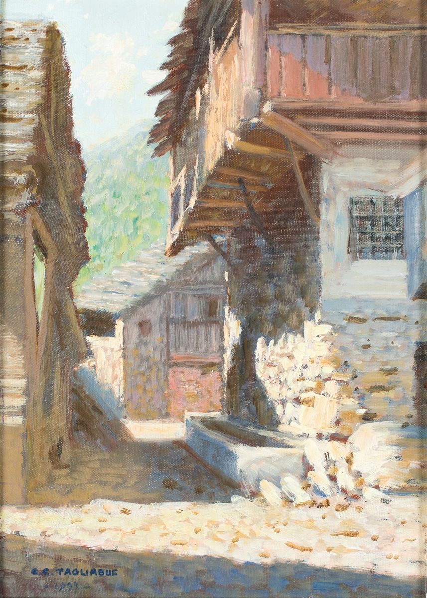 Carlo Costantino Tagliabue - A) il Cervino Visto da Zermatt B) Rustico in Valsassina