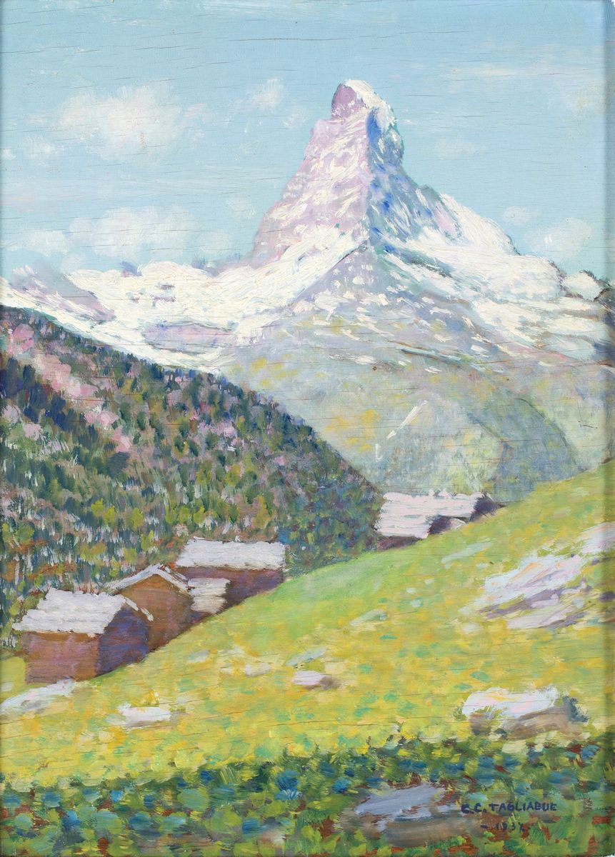 Carlo Costantino Tagliabue - A) il Cervino Visto da Zermatt B) Rustico in Valsassina