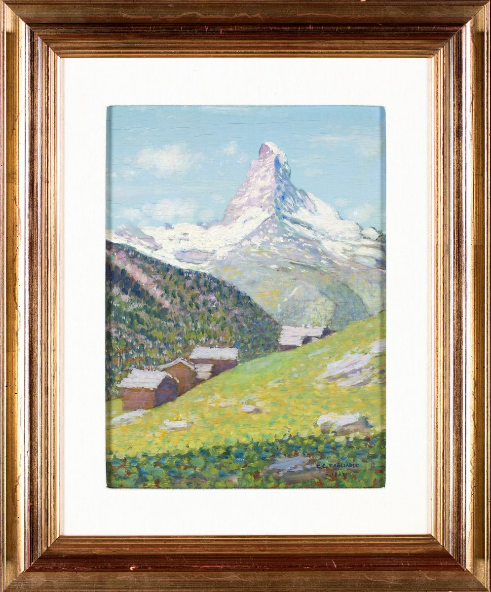 Carlo Costantino Tagliabue - A) il Cervino Visto da Zermatt B) Rustico in Valsassina