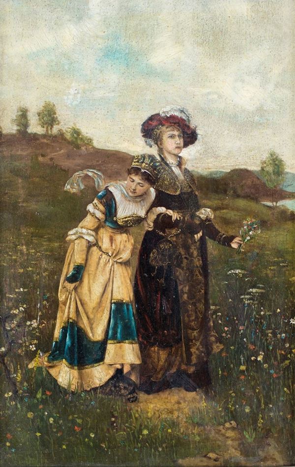 Pittore del XIX secolo - Passeggiata tra i fiori
