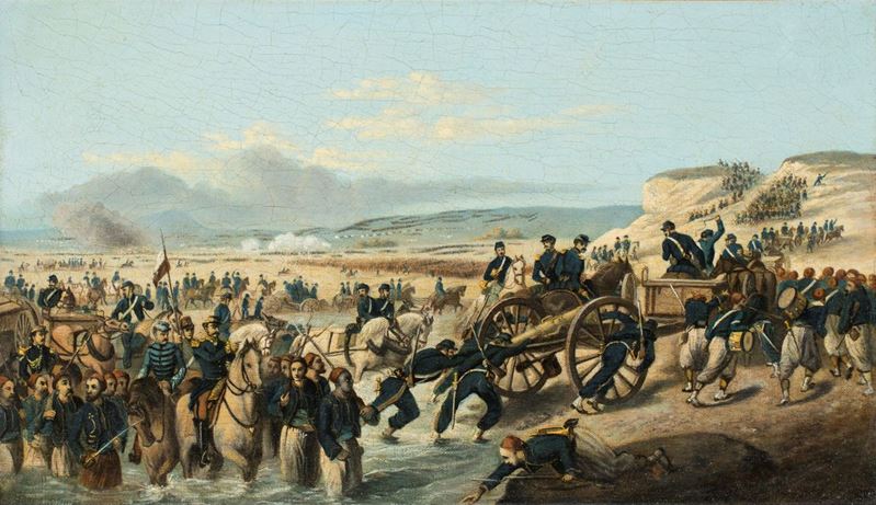 Pittore Francese del XIX Secolo - Lo Sbarco del Generale di Saint Arnaud in Crimea nel 1854