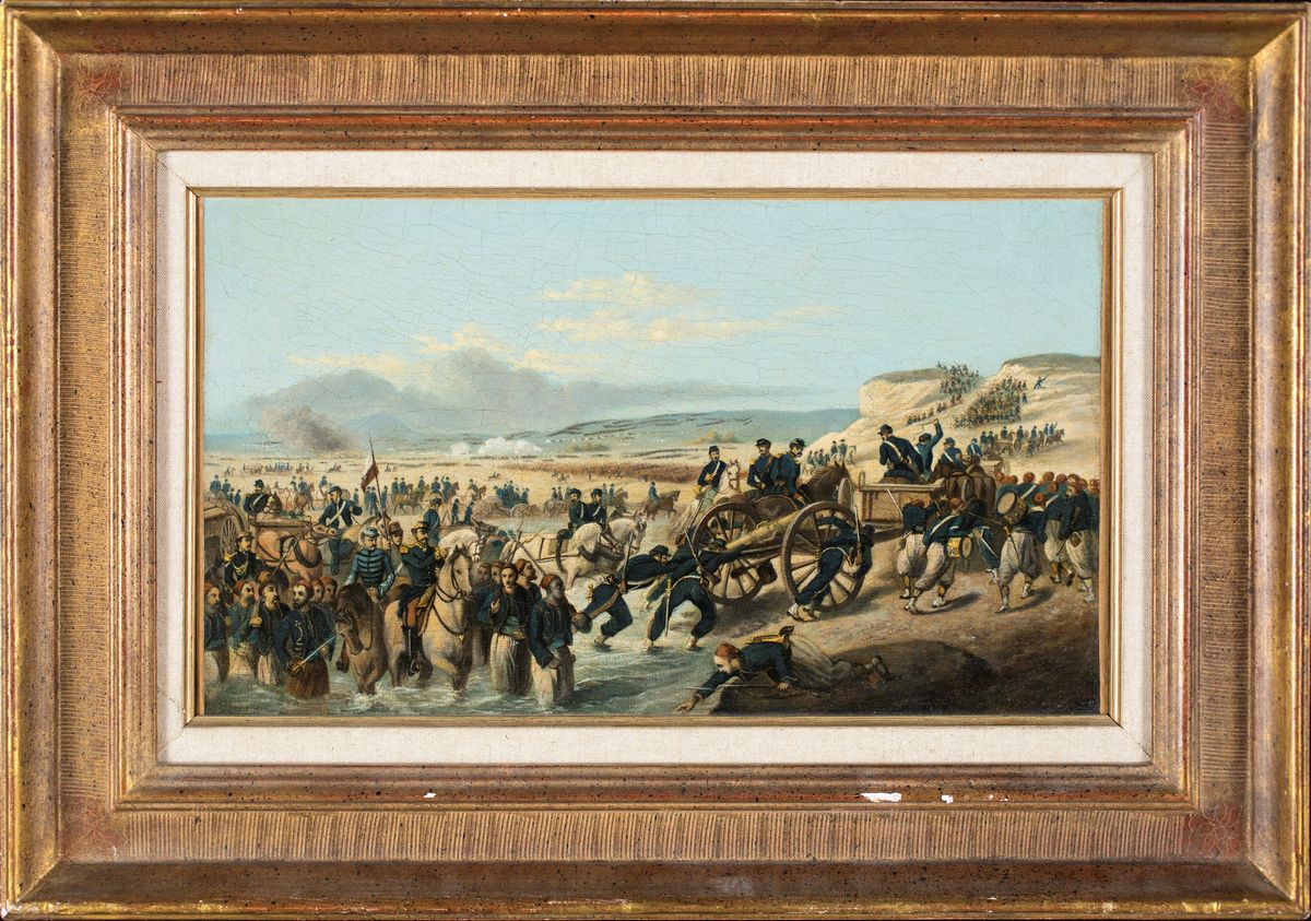 Pittore Francese del XIX Secolo - Lo Sbarco del Generale di Saint Arnaud in Crimea nel 1854