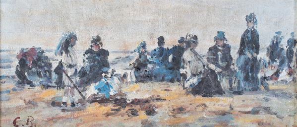 Pittore francese del XIX secolo - Rendez vous sulla spiaggia