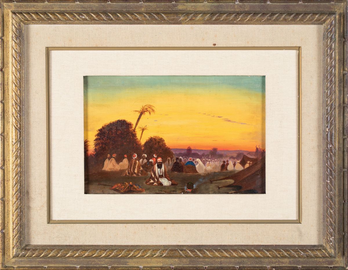 Pittore degli Inizi del XX Secolo - Accampamento Arabo al Tramonto