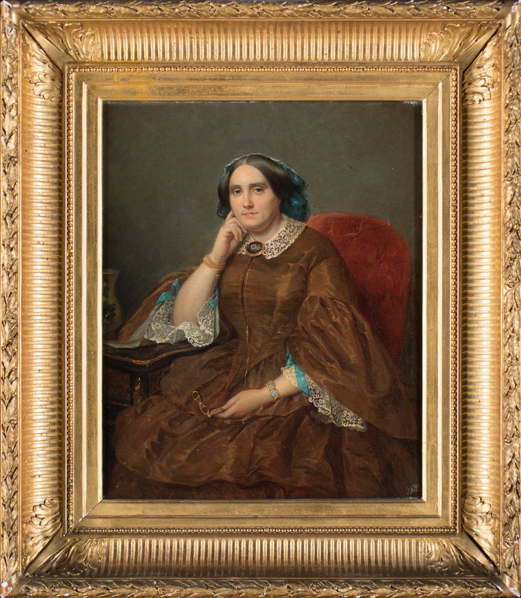 Anonimo del XIX Secolo - Ritratto di Gentildonna con Lorgnette e Bijoux