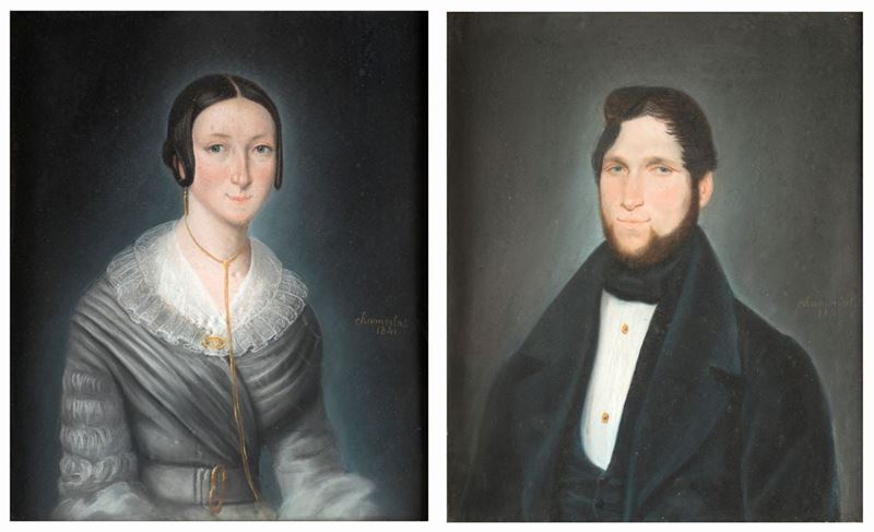Jules-marc Chamerlat - A) Ritratto di Gentiluomo B) Ritratto di Gentildonna