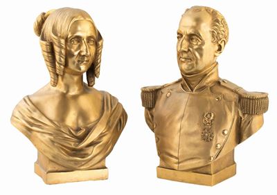 Coppia di Busti in Bronzo Dorato, XIX Secolo