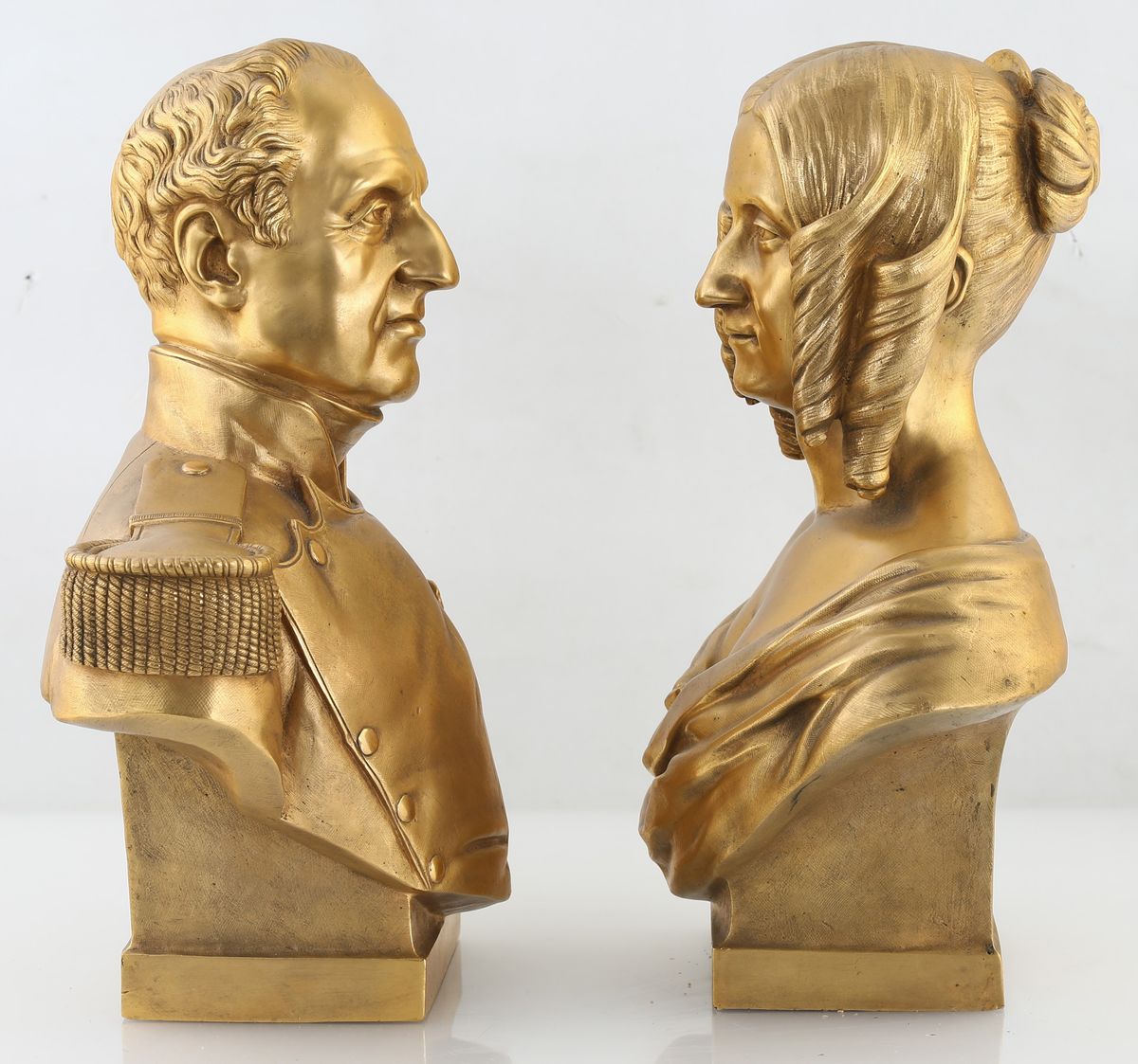Coppia di Busti in Bronzo Dorato, XIX Secolo