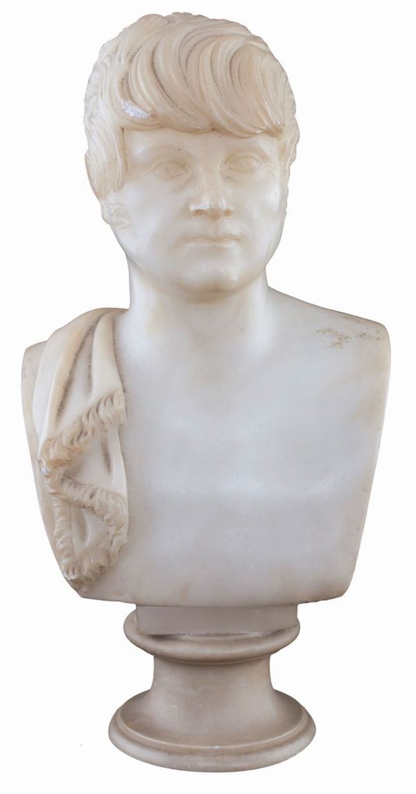 Busto in alabastro, fine del XIX secolo  - Asta Antiquariato, Mobili, Arredi, Dipinti Antichi e del XIX Secolo. - Casa d'Aste Arcadia