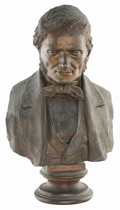 Busto Virile in Bronzo Brunito, XIX Secolo