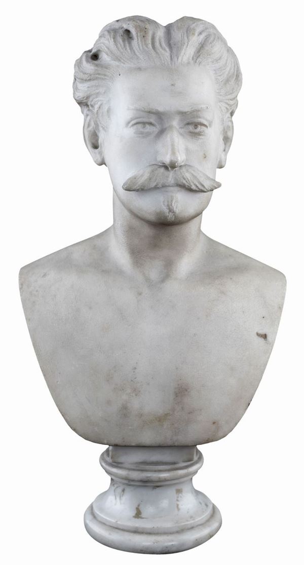 Piccolo busto in marmo statuario, met&#224; del XIX secolo