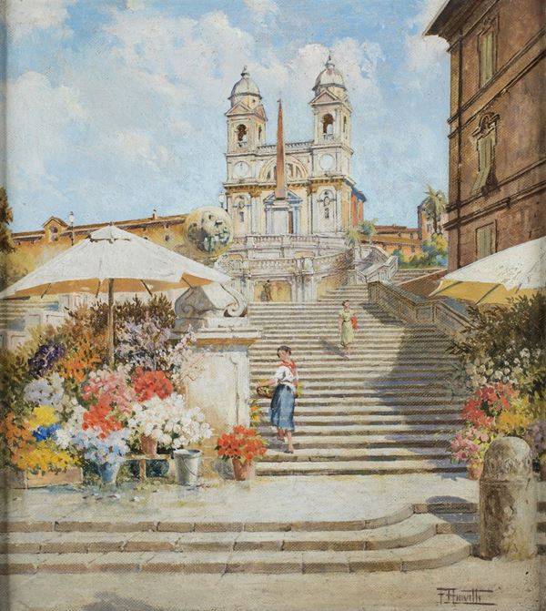 Filippo Anivitti - La scalinata di Trinit&#224; dei Monti
