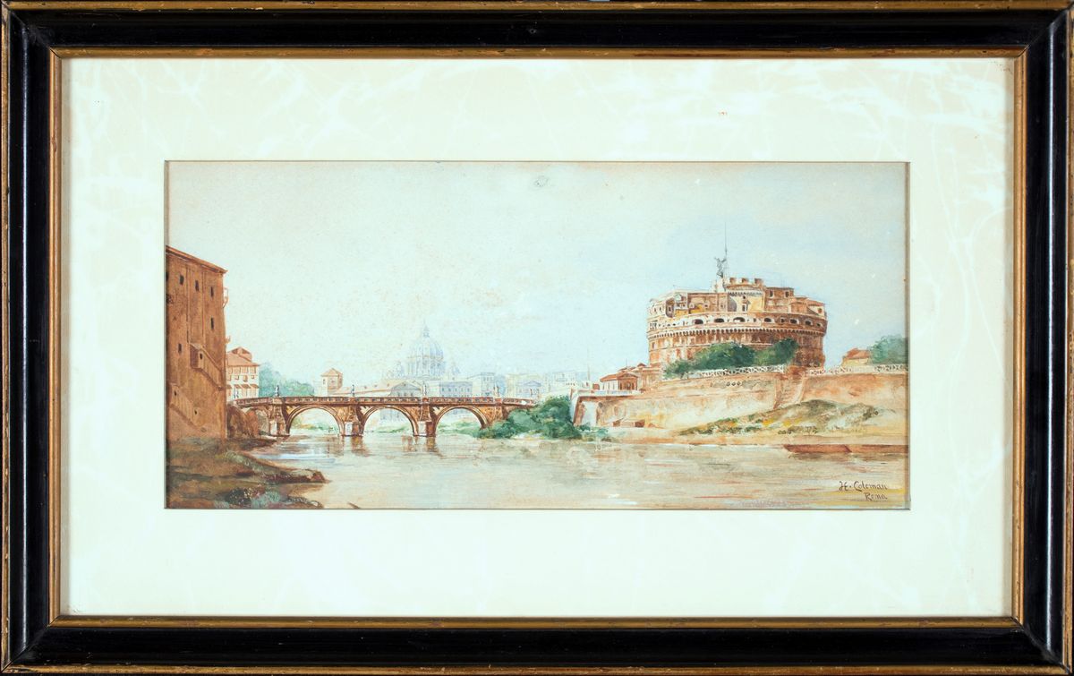 Enrico Coleman - Veduta del Tevere con Castel Sant'angelo