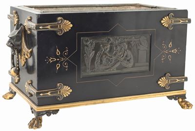 Fioriera da Tavolo in Marmo Nero del Belgio, XIX Secolo