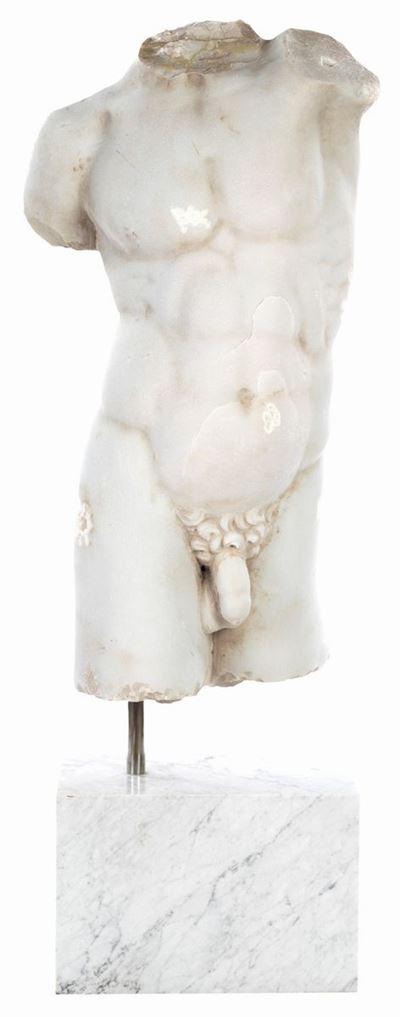 Torso Virile in Marmo Bianco, XX Secolo