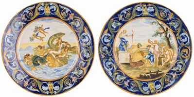 Coppia di Piatti in Maiolica di Castelli