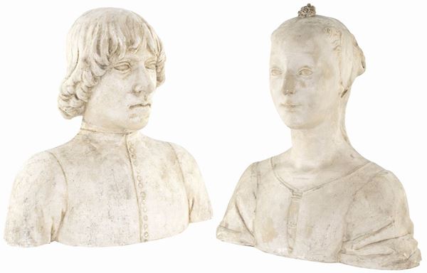 Coppia di busti in gesso, XIX secolo