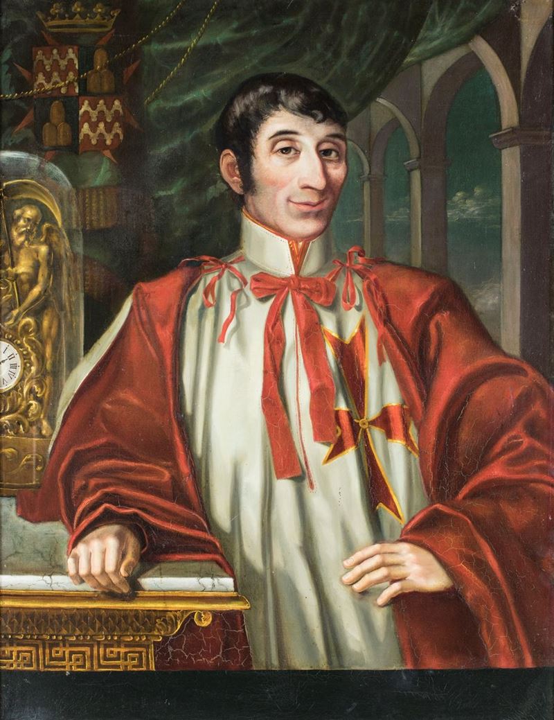 Pittore del XIX Secolo - Ritratto di Cavaliere Dell'ordine di Santo Stefano