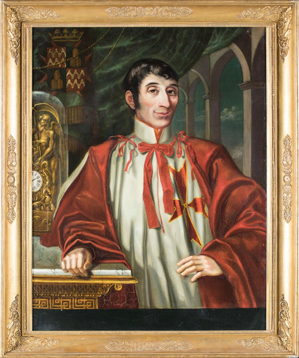 Pittore del XIX Secolo - Ritratto di Cavaliere Dell'ordine di Santo Stefano