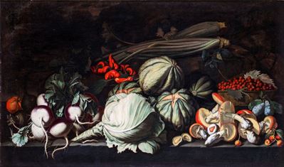 Natura Morta di Ortaggi e Funghi