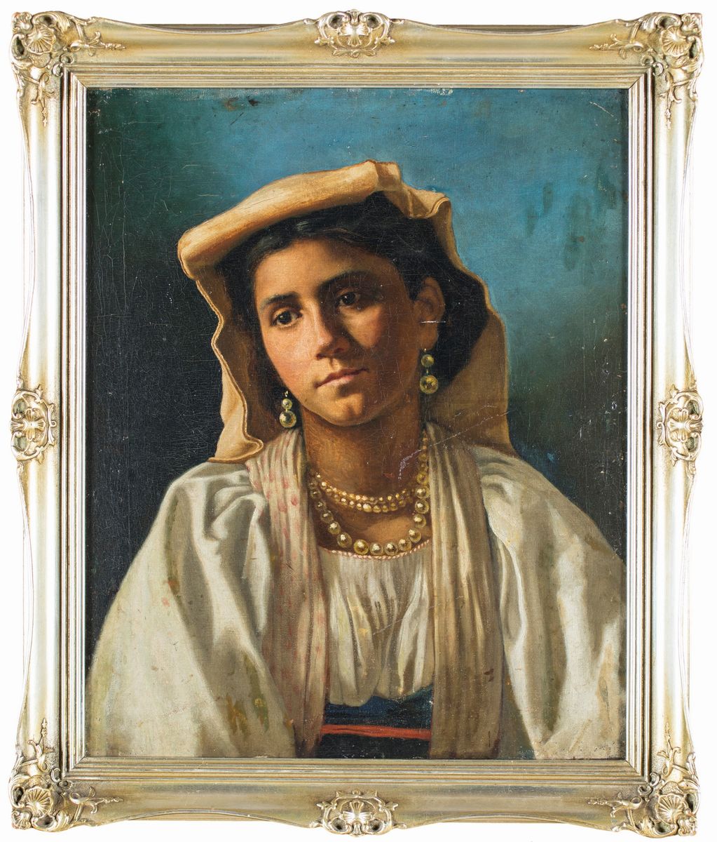 Pittore del XIX Secolo - Donna Ciociara con Perle