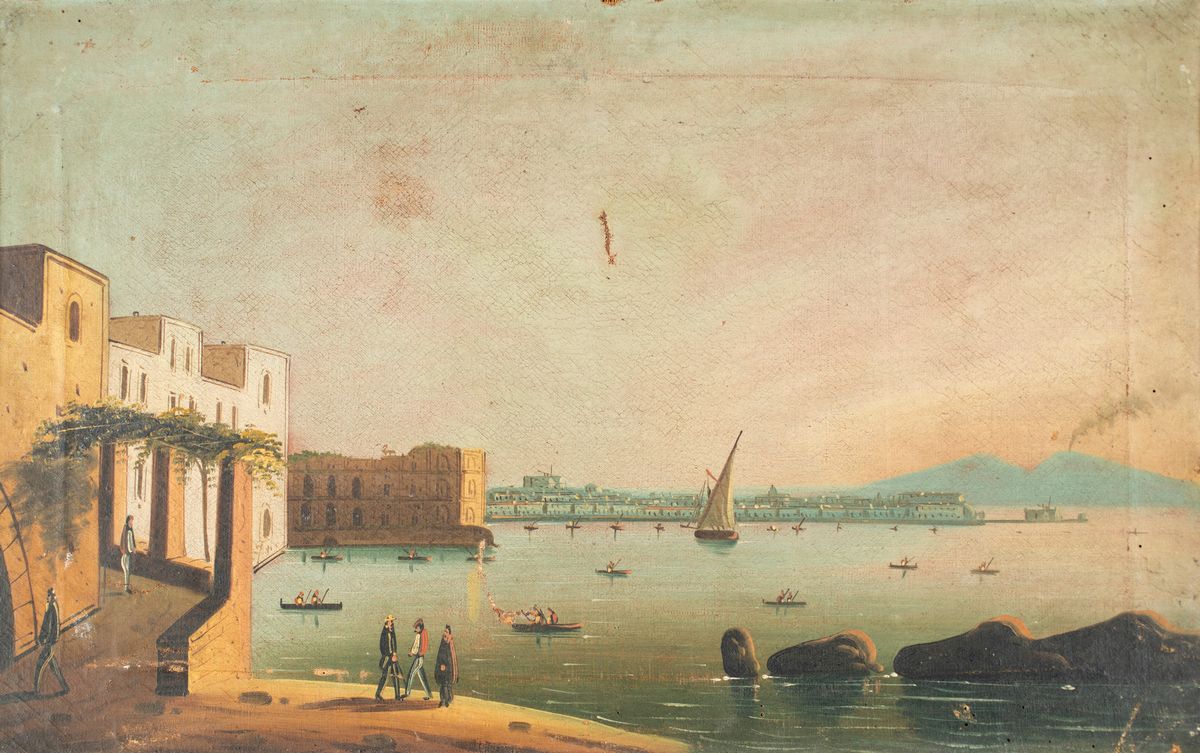 Scuola Napoletana del XIX Secolo - Vedute del Golfo di Napoli
