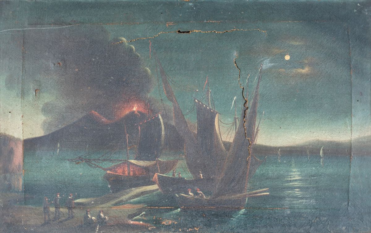 Scuola Napoletana del XIX Secolo - Vedute del Golfo di Napoli