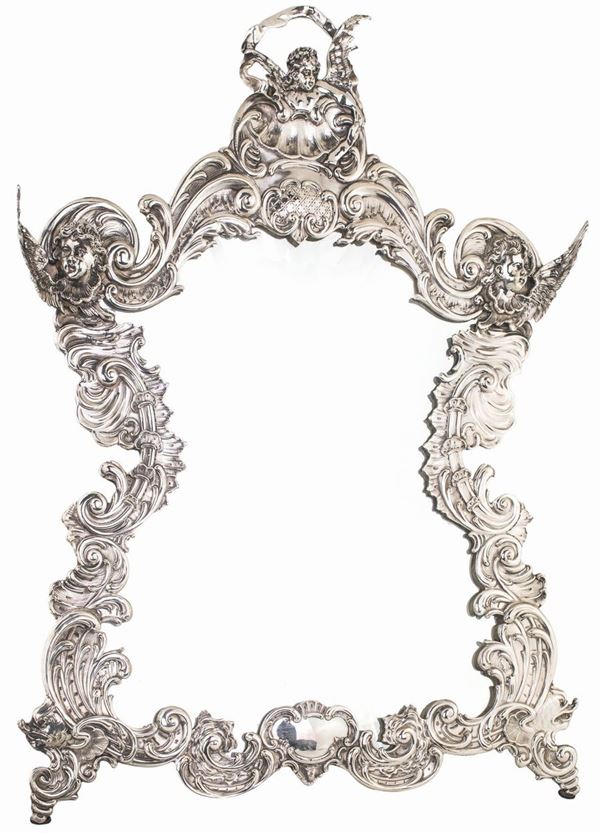Grande specchiera da tavolo in argento 950/1000, Vienna, 1840 ca.