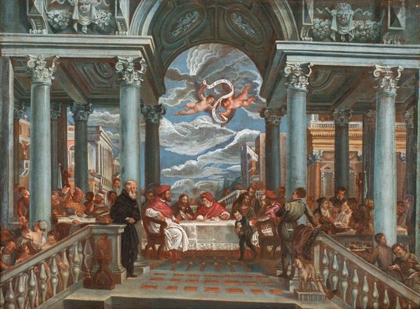 Paolo Caliari detto Il Veronese (cerchia) - La cena di San Gregorio Magno