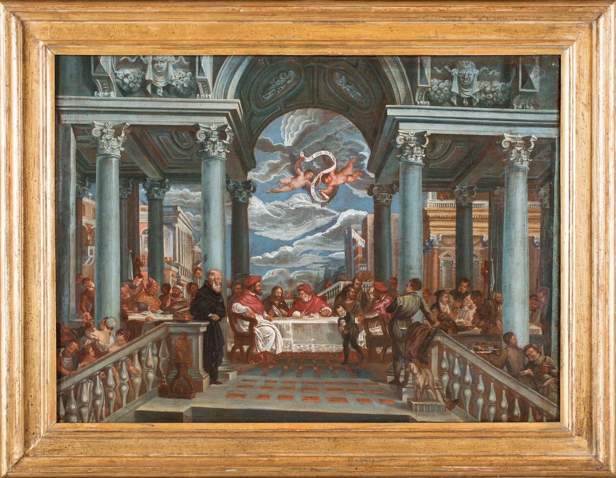 Paolo Caliari Detto il Veronese (cerchia) - La Cena di San Gregorio Magno