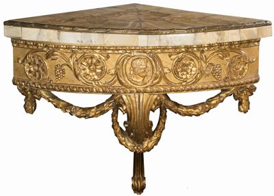 Console Ad Angolo in Legno Dorato, Roma, Fine del XVIII Secolo
